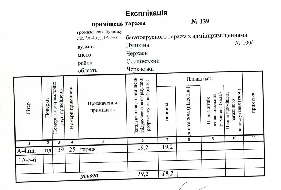 Фото Продаю парковочное место, гараж, 19.2 кв. м, Праведницы Шулежко ул. (Пушкина) 101/2 Черкассы, цена: 20000 $, код 255