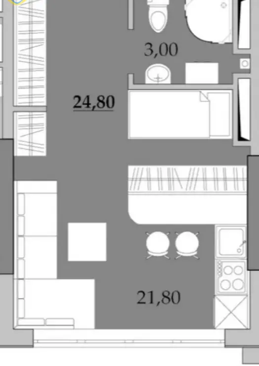 Фото Selling a 1-room apartment, 25 sq.m., Yevhena Chykalenka Street (Akademika Viliamsa Street)  Odesa, price: 20000 $, code 716