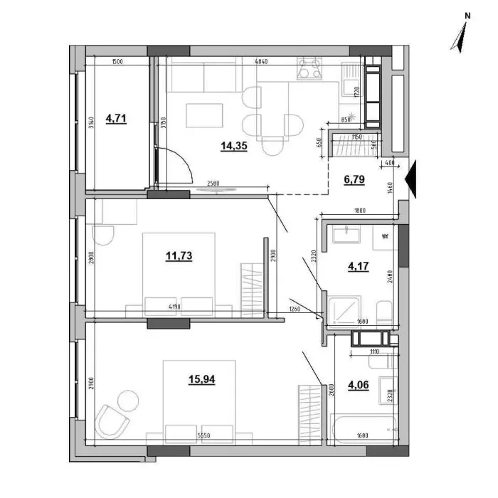 Фото Selling a 2-room apartment, 61.75 sq.m., Klemanska Street 3 Kyiv, price: 67000 $, code 1948
