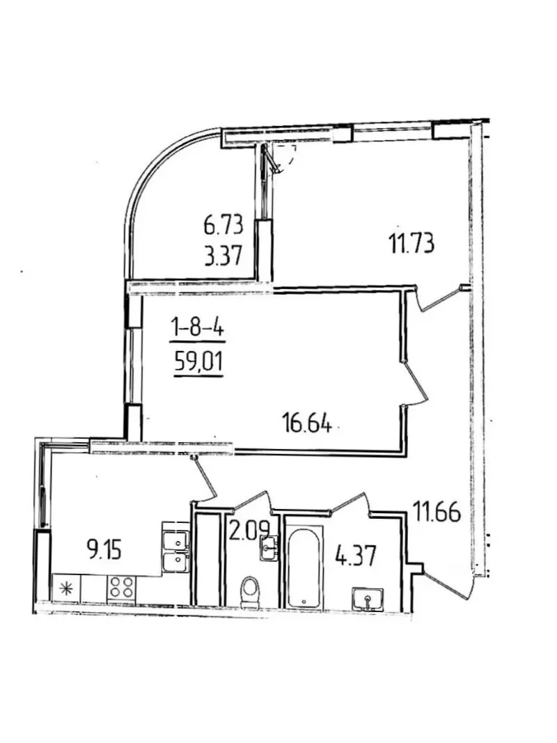 Фото Selling a 2-room apartment, 59 sq.m., Krasnova Street 3 Odesa, price: 56100 $, code 2043