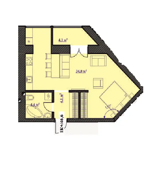 Фото Selling a 1-room apartment, 46.6 sq.m., Petra Malaniuka Street (Ukrayinskykh Dekabrystiv street)  Ivano-Frankivsk, price: 23300 $, code 2307