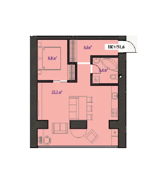 Фото Selling a 1-room apartment, 46.6 sq.m., Petra Malaniuka Street (Ukrayinskykh Dekabrystiv street)  Ivano-Frankivsk, price: 23300 $, code 2307