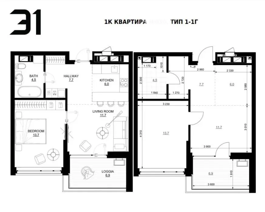 Фото Продаю 1-комнатную квартиру, 48 кв. м, Драгоманова ул. 31 Киев, цена: 90000 $, код 2552