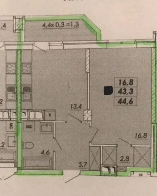 Фото Продаю 1 кімнатну квартиру, 45 кв. м, Овідіопольська дорога  Одеса, ціна: 32000 $, код 2844