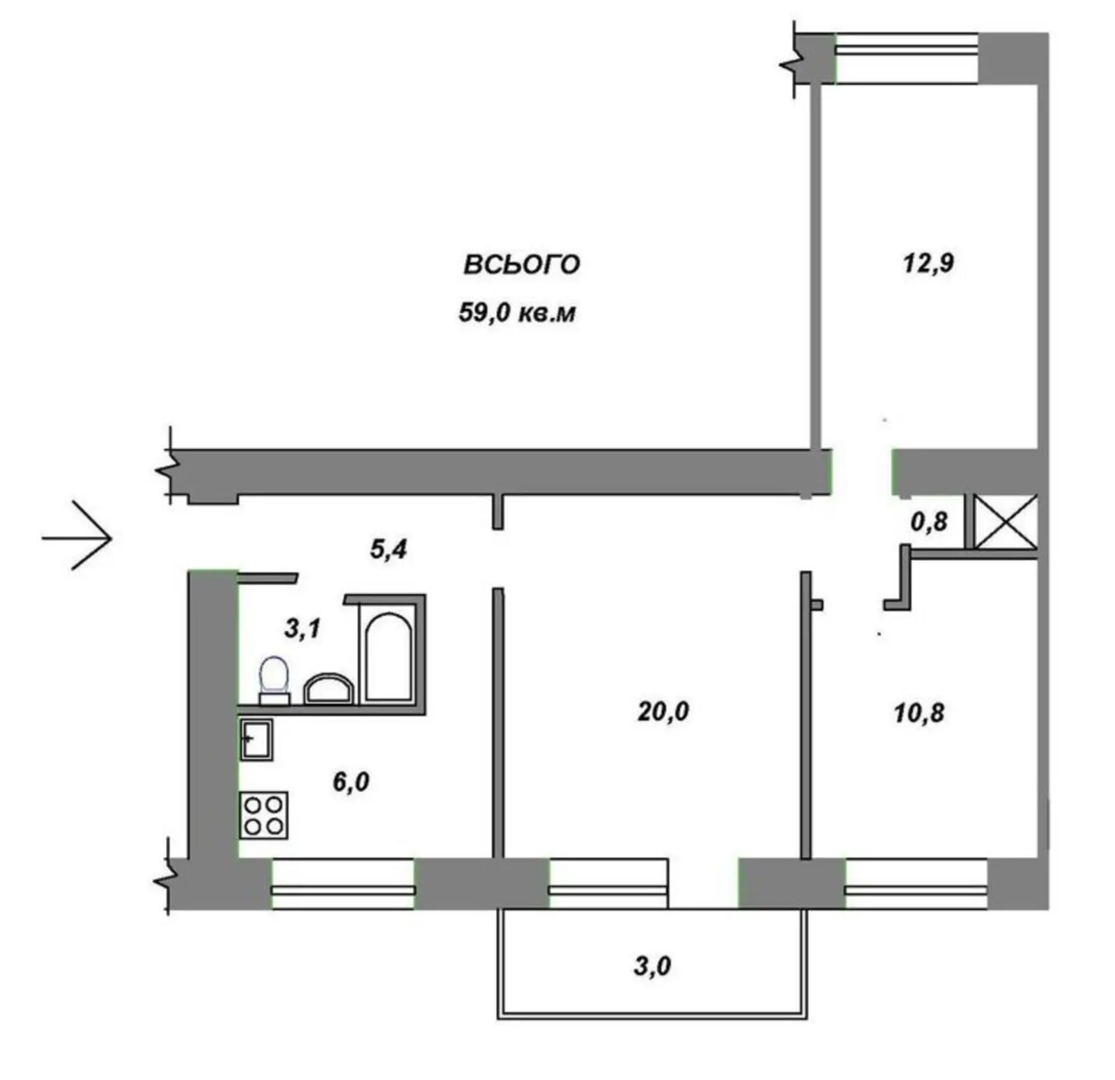 Фото Продаю 3-комнатную квартиру, 59 кв. м, Леси Украинки бульв. 10 Киев, цена: 92000 $, код 2956