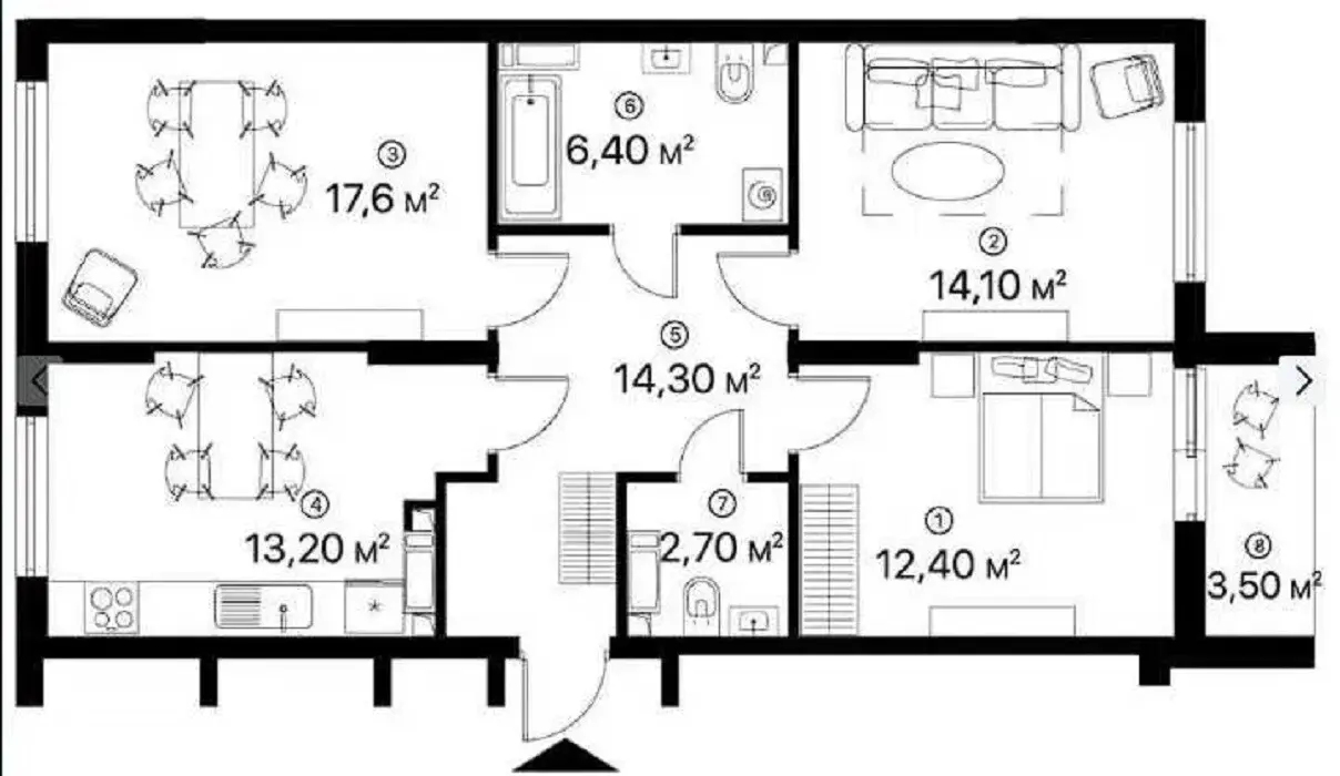 Фото Selling a 3-room apartment, 83 sq.m., Revutskoho Street 40 Kyiv, price: 90000 $, code 3048