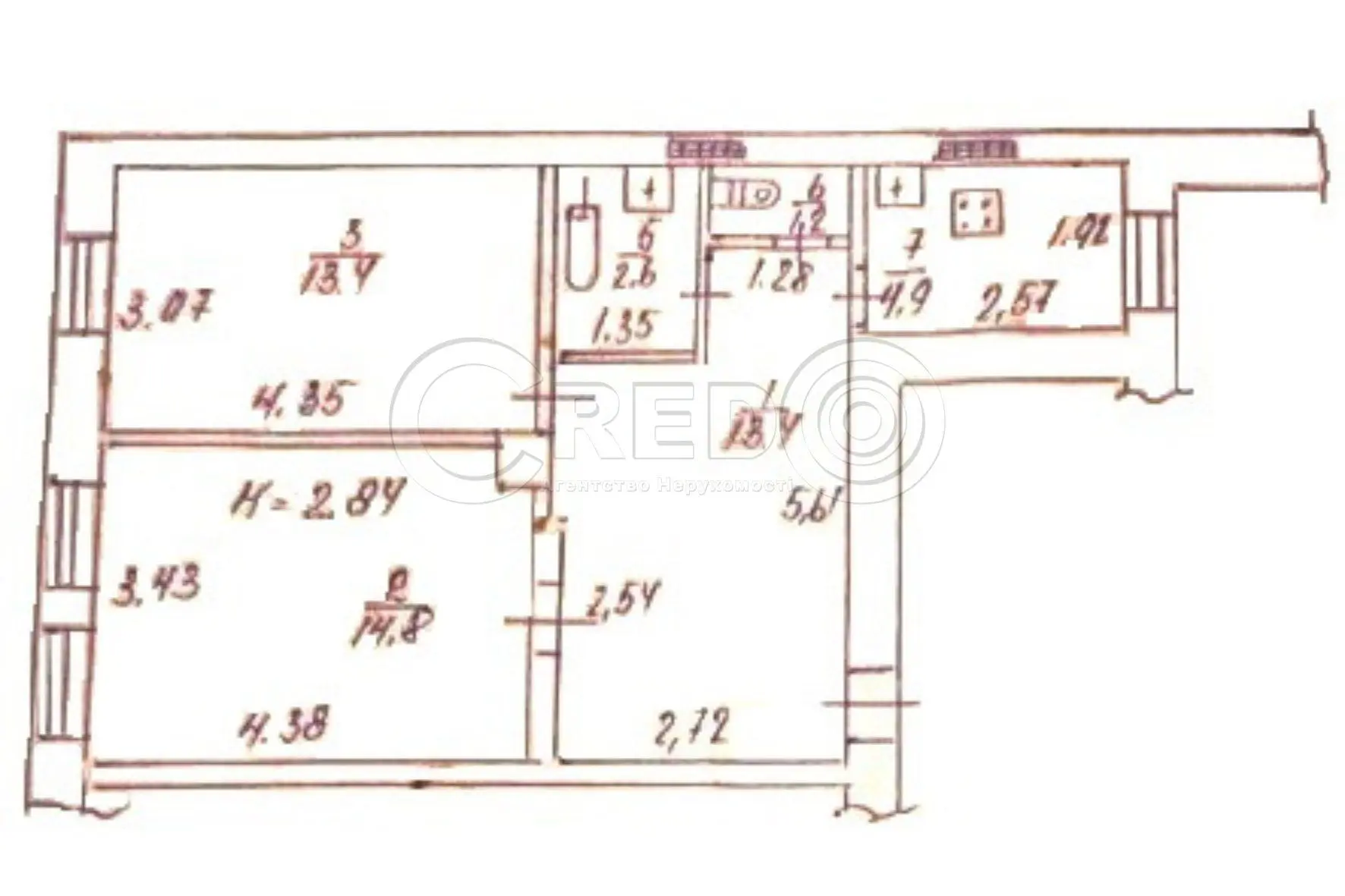 Фото Продаю 2-комнатную квартиру, 50.3 кв. м, Гетманская ул. (Ильичёвская)  Кривой Рог, цена: 12000 $, код 3405