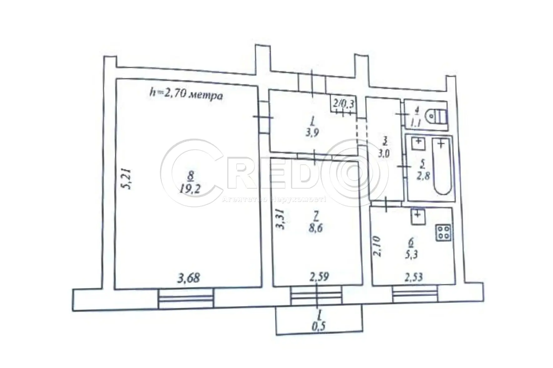 Фото Продаю 2-комнатную квартиру, 44.7 кв. м, Вахи Арсанова ул. (Рокоссовского)  Кривой Рог, цена: 12500 $, код 3427