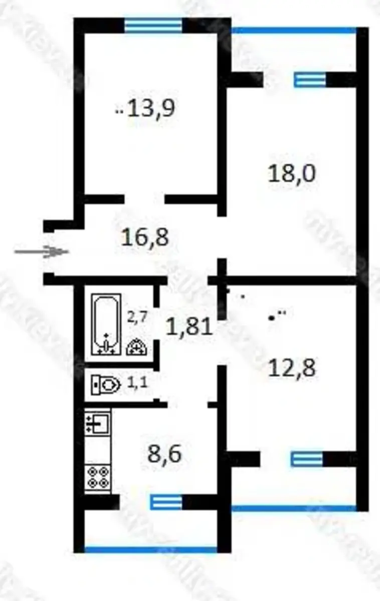 Фото Продаю 1 кімнатну квартиру, 80 кв. м, Героїв Дніпра вул. 9 Київ, ціна: 114000 $, код 3428