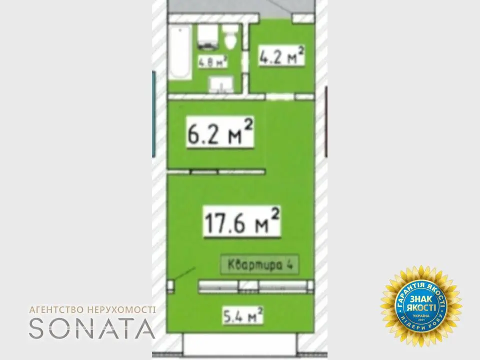 Фото Selling a 1-room apartment, 39.5 sq.m., Yuri Illenko Street 4 Cherkasy, price: 36182 $, code 3601