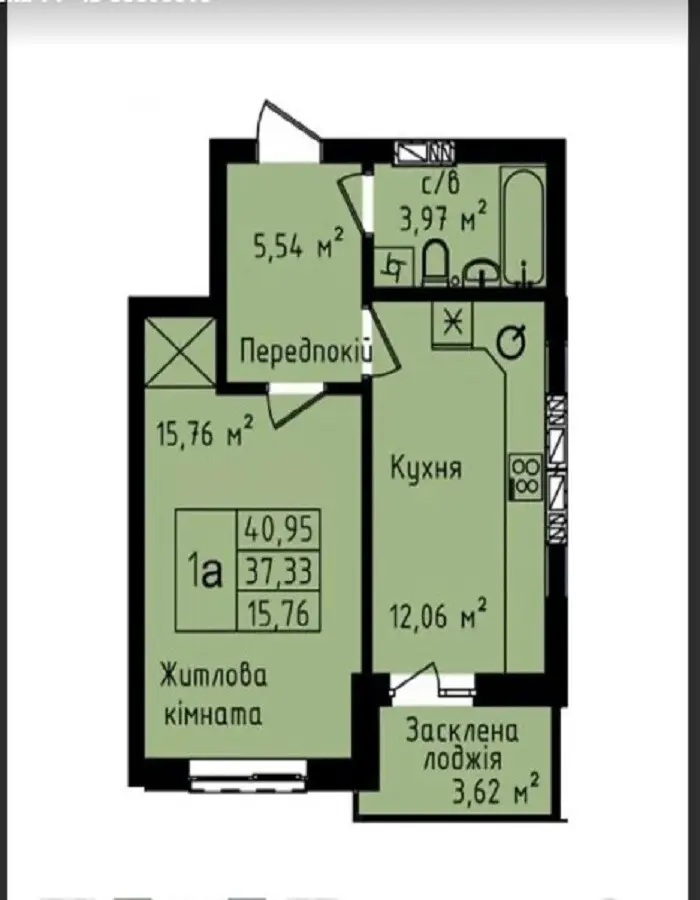 Фото Selling a 1-room apartment, 42 sq.m., Hrodnenska Street  Kyiv, price: 45000 $, code 4145