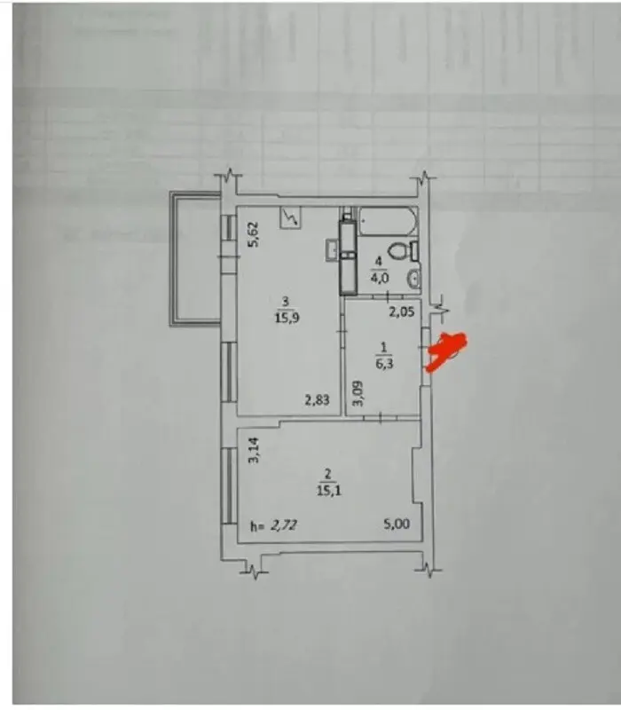 Фото Selling a 1-room apartment, 45 sq.m., Volodymyra Sosiury Street 6 Kyiv, price: 51500 $, code 4163