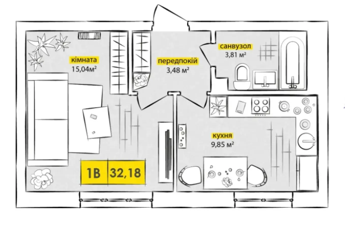 Фото Продаю 1-комнатную квартиру, 32 кв. м, Ивана Кочерги ул.  Киев, цена: 52500 $, код 4903