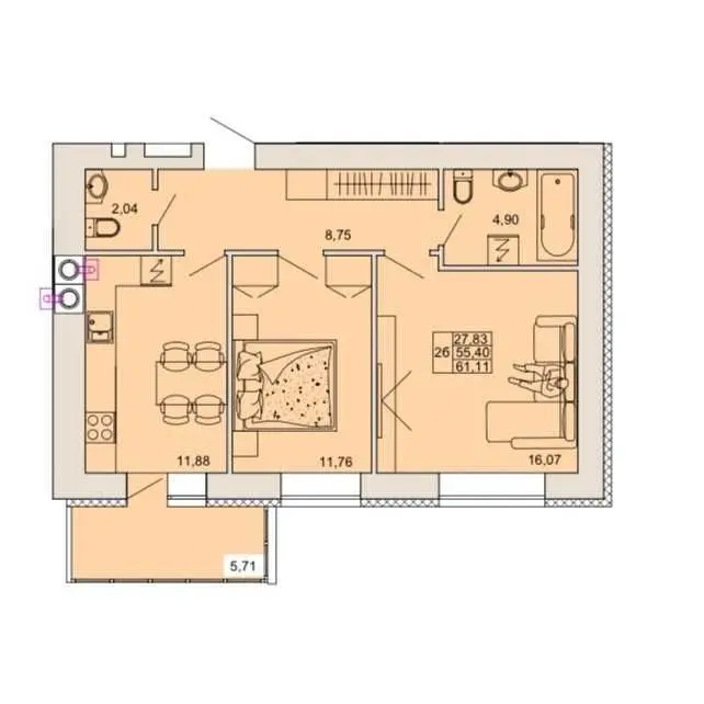 Фото Продаю 2-комнатную квартиру, 62 кв. м, Сенная ул.  Полтава, цена: 71650 USD, код 5233