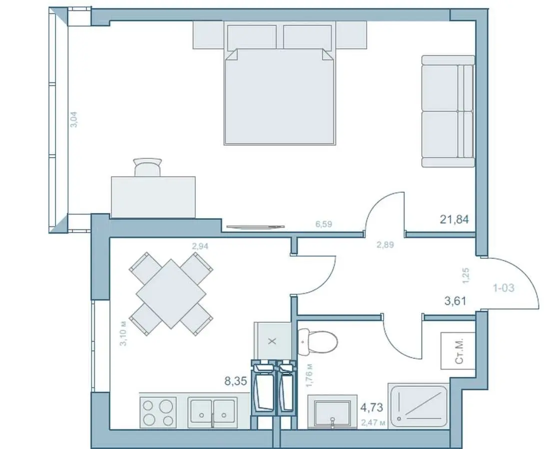 Фото Selling a 1-room apartment, 35.6 sq.m., Stepana Rudanskoho Street 9а Kyiv, price: 24000 USD, code 5960