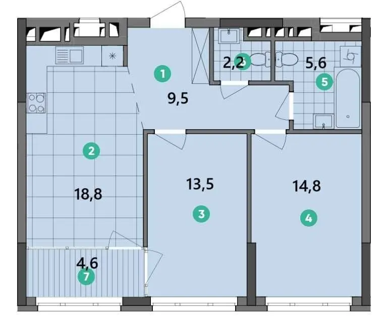 Фото Selling a 2-room apartment, 69 sq.m., Rodyny Kristeriv street  Kyiv, price: 97900 USD, code 5966