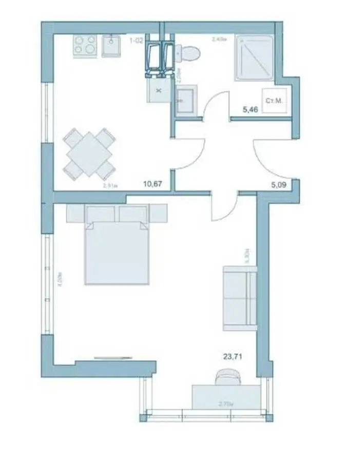 Фото Продаю 1 кімнатну квартиру, 44.93 кв. м, Степана Руданського вул. 9а Київ, ціна: 50000 USD, код 6080