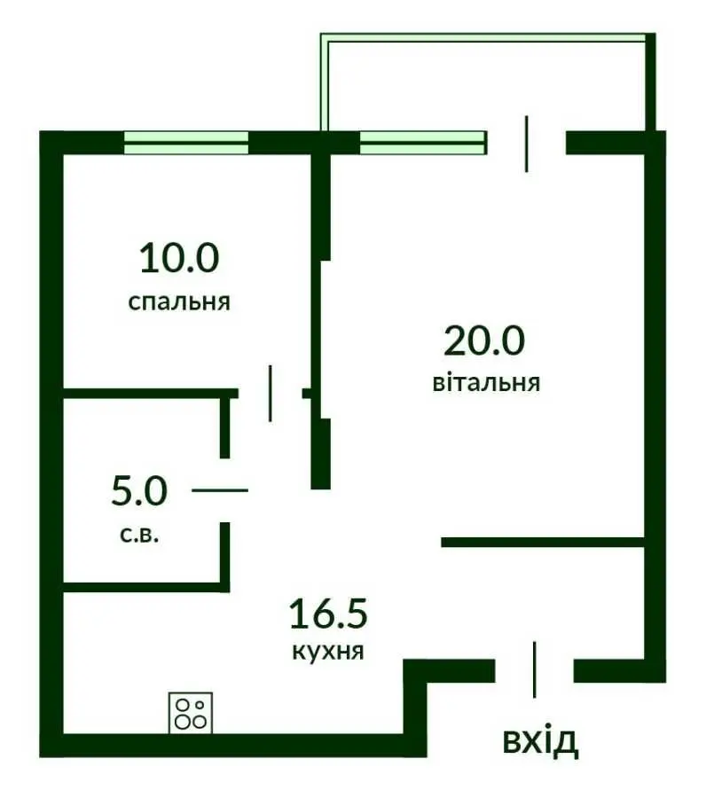 Фото Selling a 1-room apartment, 52 sq.m., Mykhaila Derehusa Street  Kyiv, price: 126800 USD, code 6193