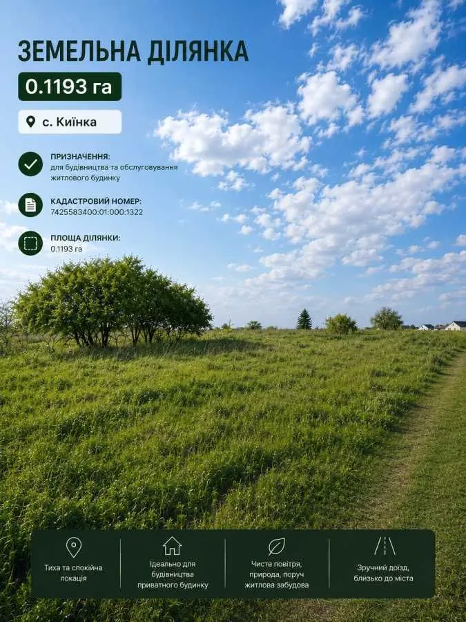 Фото Selling a land plot, Naberezhna street  Kyinka, price: 7500 USD, code 6466