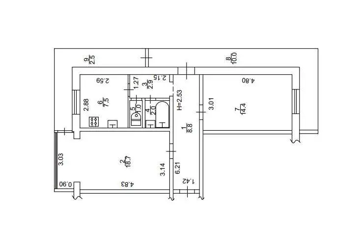 Фото Selling a 2-room apartment, 67.8 sq.m., Tuluzy Street 26 Kyiv, price: 69000 USD, code 6497