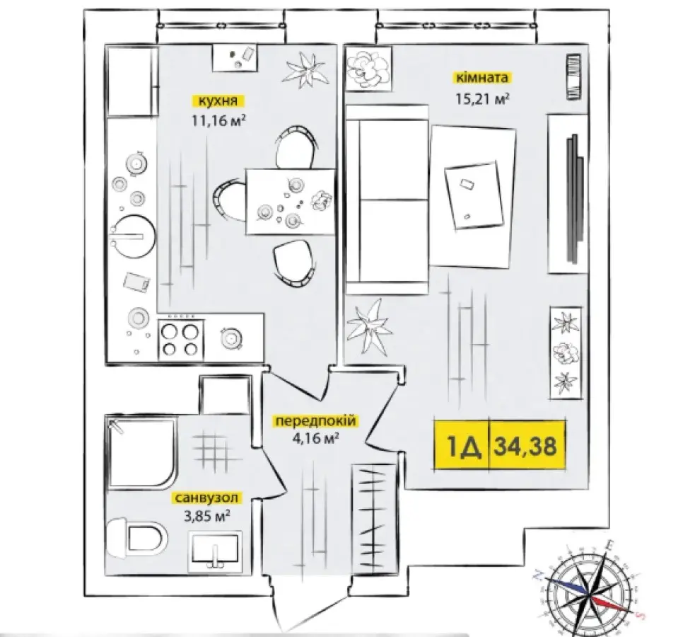 Фото Продаю 1 кімнатну квартиру, 34 кв. м, Івана Кочерги вул.  Київ, ціна: 59000 $, код 6968