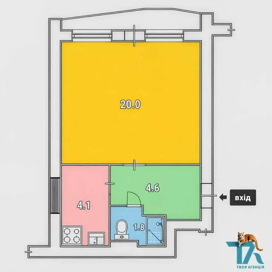 Фото Продаю 1 кімнатну квартиру, 32 кв. м, Любомира Гузара просп. (Космонавта Комарова)  Київ, ціна: 16000 USD, код 7056