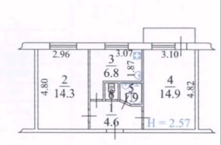 Фото Selling a 2-room apartment, 44.2 sq.m., Henerala Shapovala Street (Mekhanizatoriv Street)  Kyiv, price: 45500 USD, code 7254