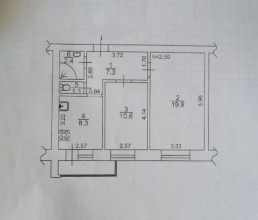 Фото Selling a 2-room apartment, 57 sq.m., Yevhena Kharchenka street 65 Kyiv, price: 67000 $, code 7572
