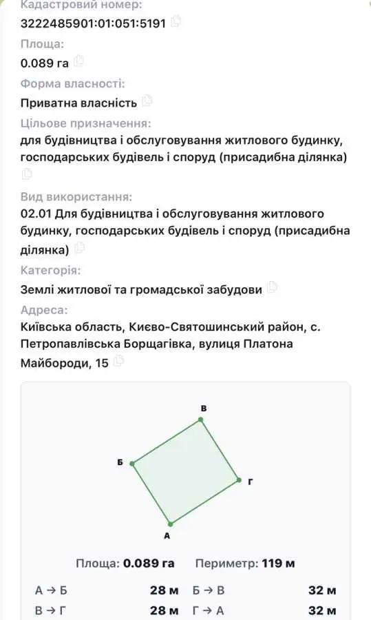 Фото Selling a land plot, Petropavlivska Borschahivka, price: 80000 USD, code 7618