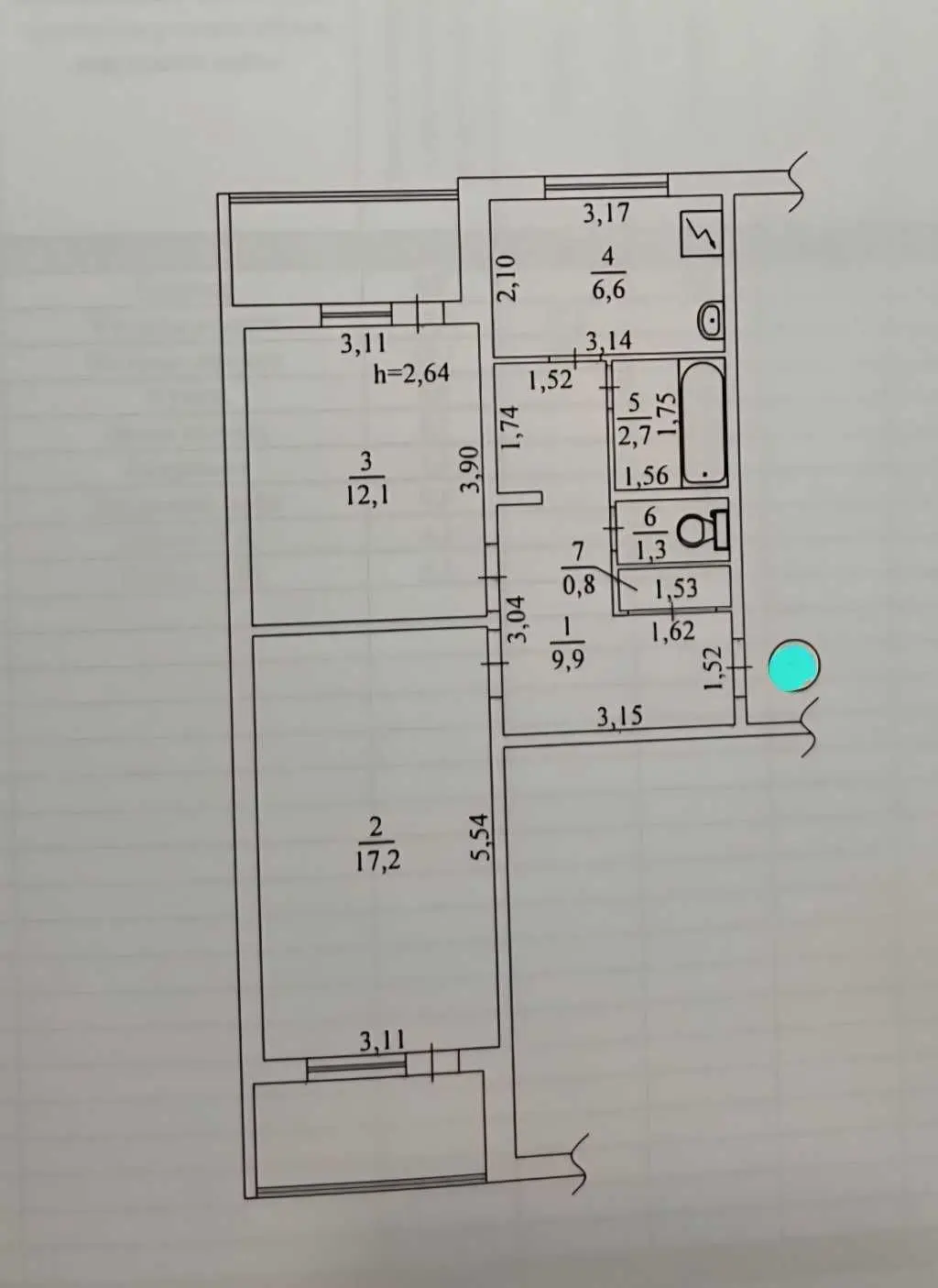 Фото Продаю 2 кімнатну квартиру, 58.8 кв. м, Перемоги просп.  Київ, ціна: 56000 USD, код 7806