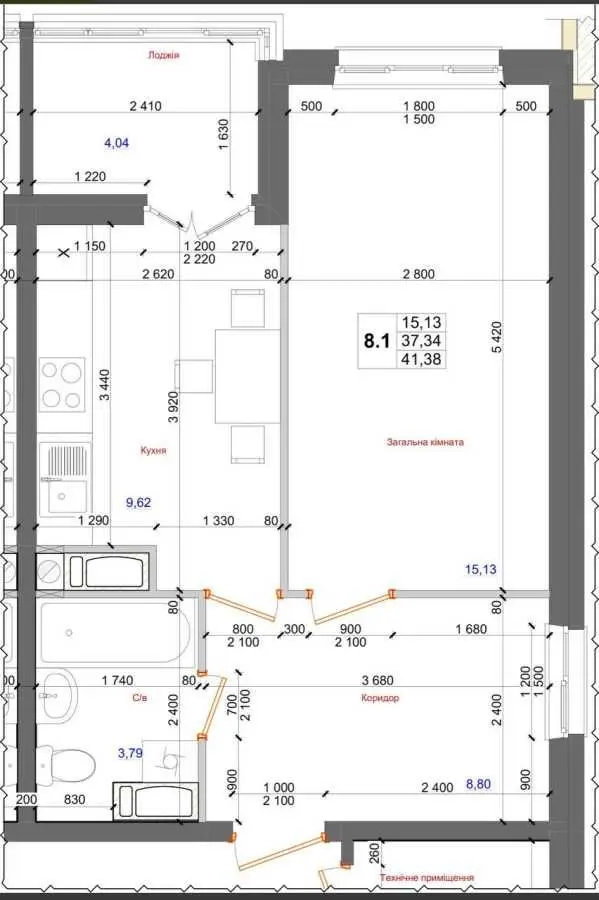 Фото Продаю 1 кімнатну квартиру, 41.38 кв. м, Доківська вул. 14 Коцюбинське, ціна: 40200 USD, код 8164
