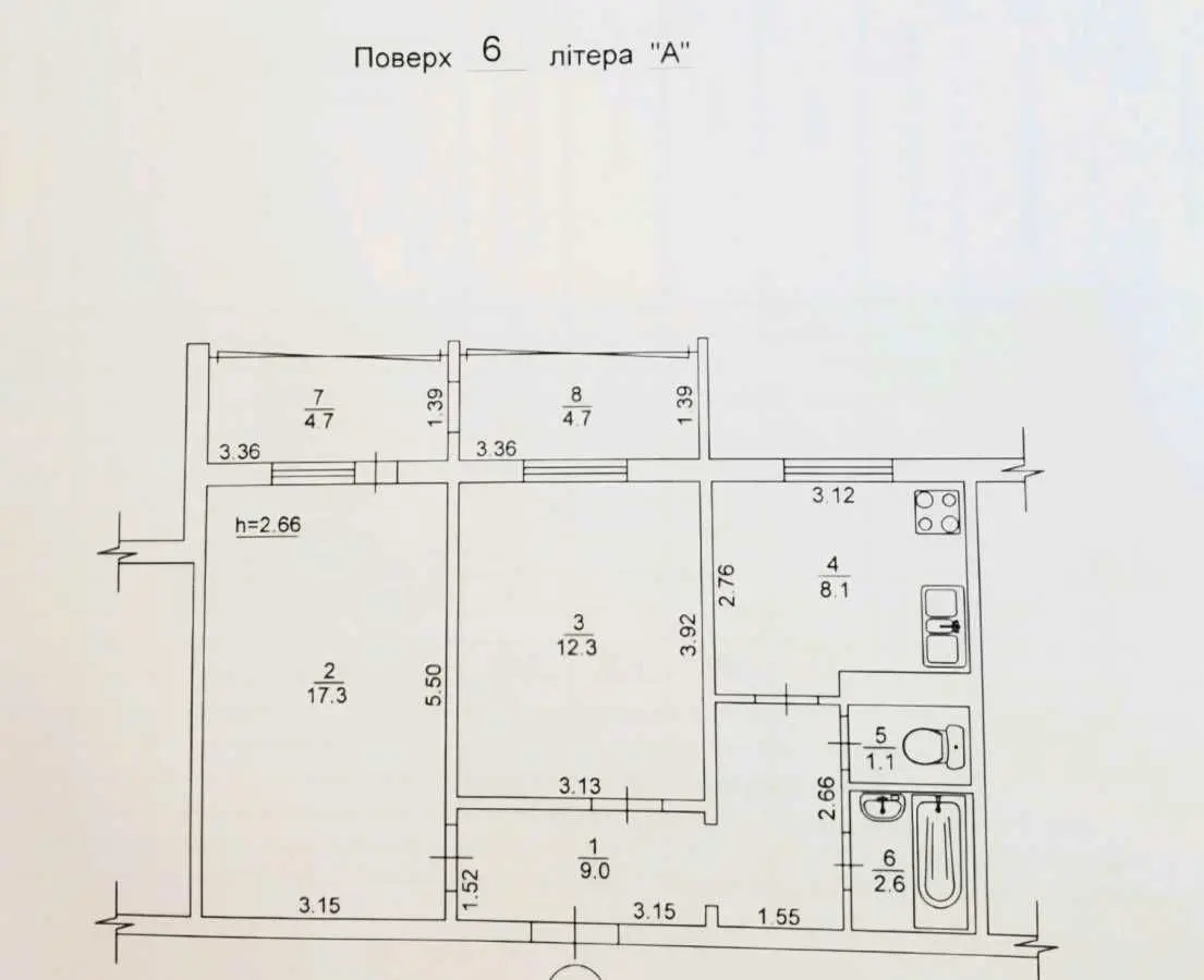 Фото Selling a 2-room apartment, 59.6 sq.m., Volodymyra Zhabotynskoho street (Muromska Street)  Kyiv, price: 56000 USD, code 8197