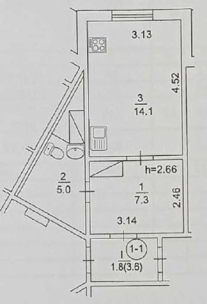 Фото Продаю 1 кімнатну квартиру, 28.2 кв. м, Петра Григоренка просп. 16 Київ, ціна: 46000 USD, код 8436