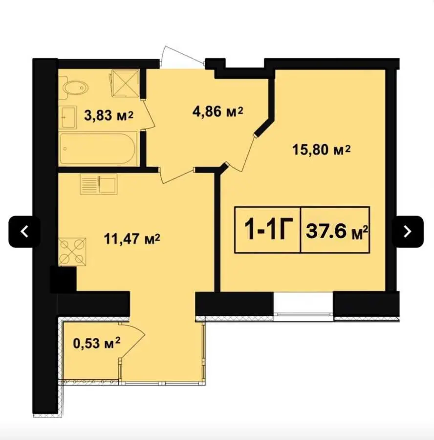Фото Продаю 1 кімнатну квартиру, 37.6 кв. м, Свято-Покровська вул.  Гостомель, ціна: 37000 USD, код 8543