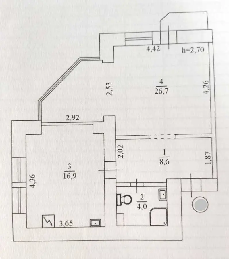 Фото Selling a 1-room apartment, 57 sq.m., Mykhaila Derehusa Street  Kyiv, price: 99000 USD, code 8652