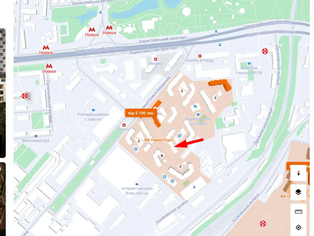 Фото Продаю 1 кімнатну квартиру, 45 кв. м, Берестейський просп. (Перемоги) 67в Київ, ціна: 119000 $, код 9189
