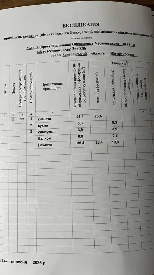 Фото Продаю 1 кімнатну квартиру, 36.4 кв. м, Олександра Чернявського вул. 2 Новоград-Волинський, ціна: 50000 USD, код 9535