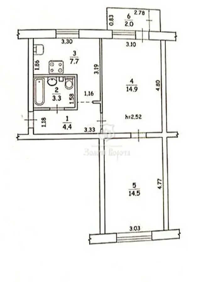 Фото Selling a 2-room apartment, 46.8 sq.m., Derevlyanska street (Yakira Street) 20а Kyiv, price: 59500 USD, code 9918